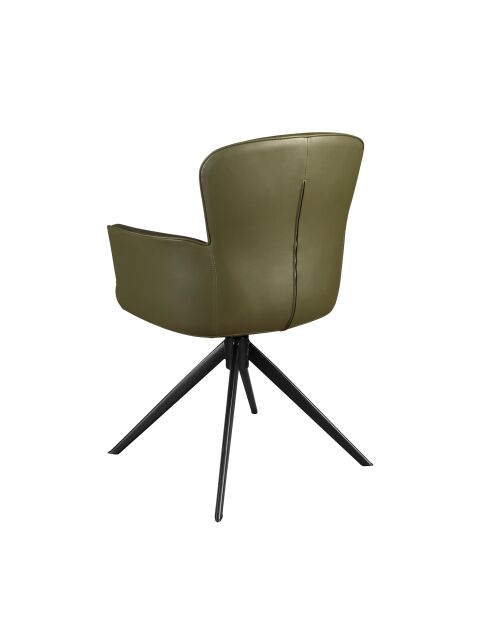 Draaibare fauteuil van imitatieleer met armleuningen donkergroen/zwart - 13x60x63 cm