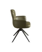 Draaibare fauteuil van imitatieleer met armleuningen donkergroen/zwart - 13x60x63 cm