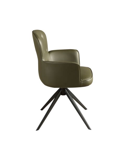 Draaibare fauteuil van imitatieleer met armleuningen donkergroen/zwart - 13x60x63 cm