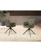 Draaibare fauteuil van imitatieleer met armleuningen donkergroen/zwart - 13x60x63 cm