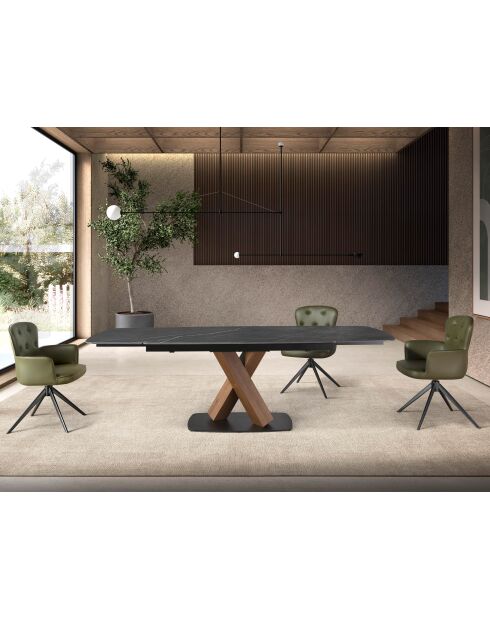 Fauteuil en simili pivotant avec accoudoirs  vert foncé/noir - 13x60x63 cm