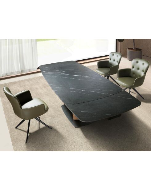 Fauteuil en simili pivotant avec accoudoirs  vert foncé/noir - 13x60x63 cm
