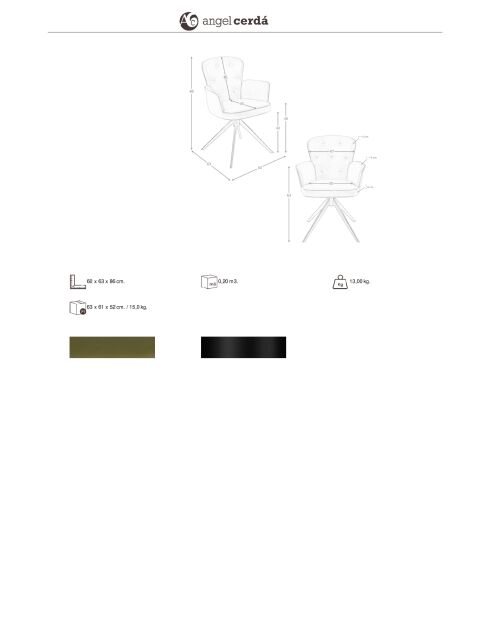 Draaibare fauteuil van imitatieleer met armleuningen donkergroen/zwart - 13x60x63 cm