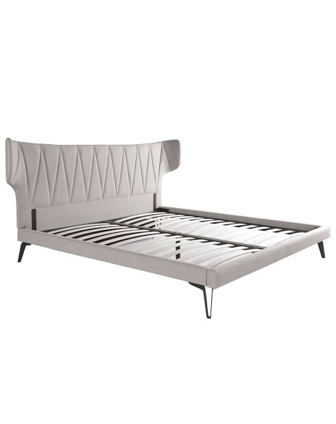 Lit double  avec tête de lit originale gris/noir - 108x233x213 cm