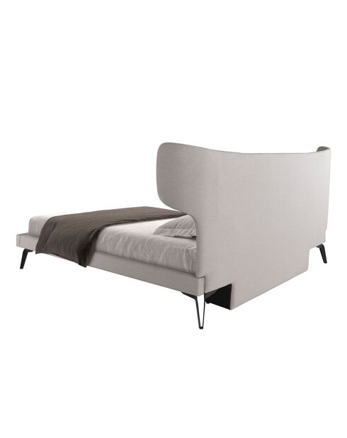 Lit double  avec tête de lit originale gris/noir - 108x233x213 cm