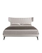 Lit double  avec tête de lit originale gris/noir - 108x233x213 cm