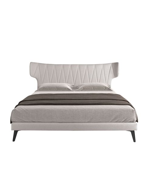 Lit double  avec tête de lit originale gris/noir - 108x233x213 cm