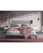 Lit double  avec tête de lit originale gris/noir - 108x233x213 cm