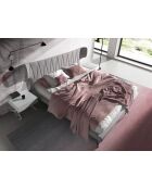 Lit double  avec tête de lit originale gris/noir - 108x233x213 cm