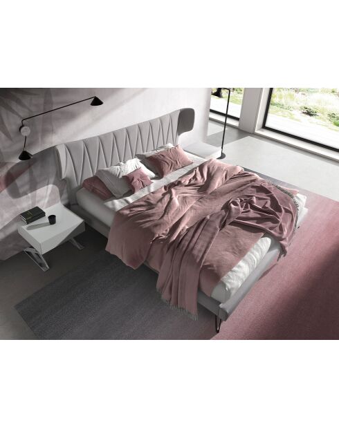 Lit double  avec tête de lit originale gris/noir - 108x233x213 cm