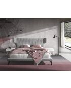 Lit double  avec tête de lit originale gris/noir - 108x233x213 cm