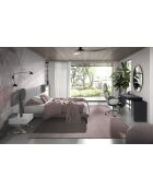 Lit double  avec tête de lit originale gris/noir - 108x233x213 cm