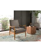 Sillón de piel con reposabrazos gris/miel - 26x73x83 cm