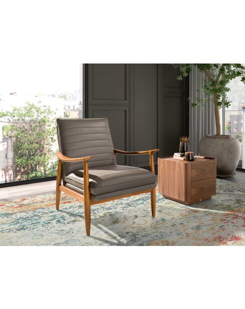 Ledersessel mit Armlehnen grau/honigfarben - 26x73x83 cm