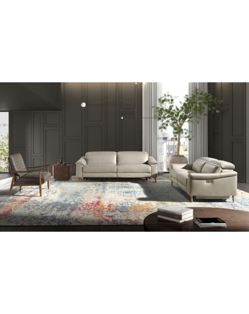 Sillón de piel con reposabrazos gris/miel - 26x73x83 cm