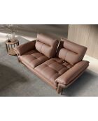 2-zits leren bank bruin/donker staal - 65x195x118 cm
