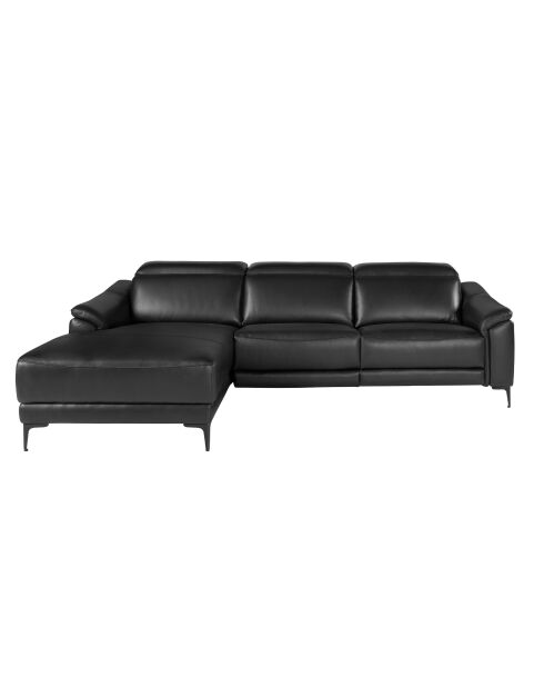 Divano angolare sinistro relax a 5 posti in pelle nera - 136x272x168 cm