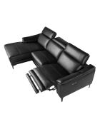 5-Sitzer-Relax-Ecksofa links aus schwarzem Leder - 136x272x168 cm