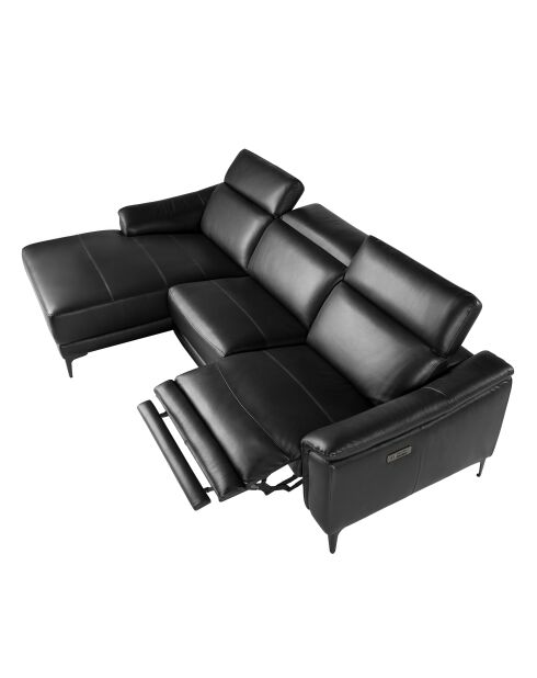 Divano angolare sinistro relax a 5 posti in pelle nera - 136x272x168 cm