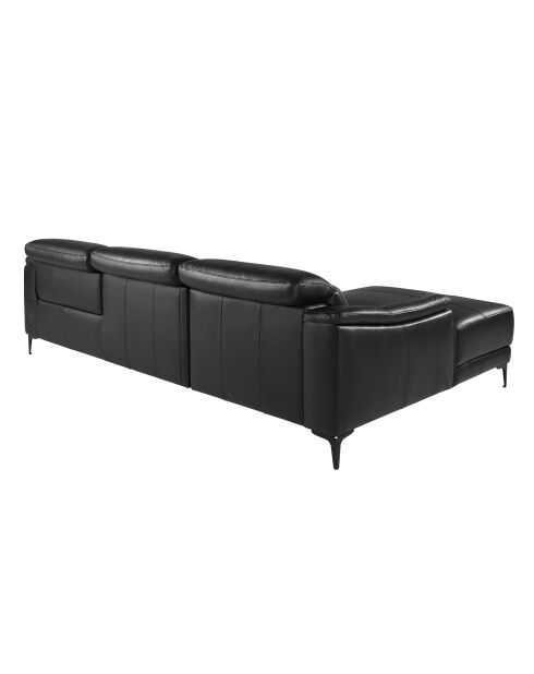 Divano angolare sinistro relax a 5 posti in pelle nera - 136x272x168 cm