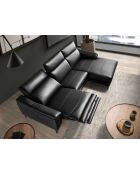 5-Sitzer-Relax-Ecksofa links aus schwarzem Leder - 136x272x168 cm