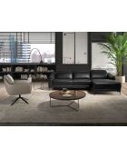 5-Sitzer-Relax-Ecksofa links aus schwarzem Leder - 136x272x168 cm