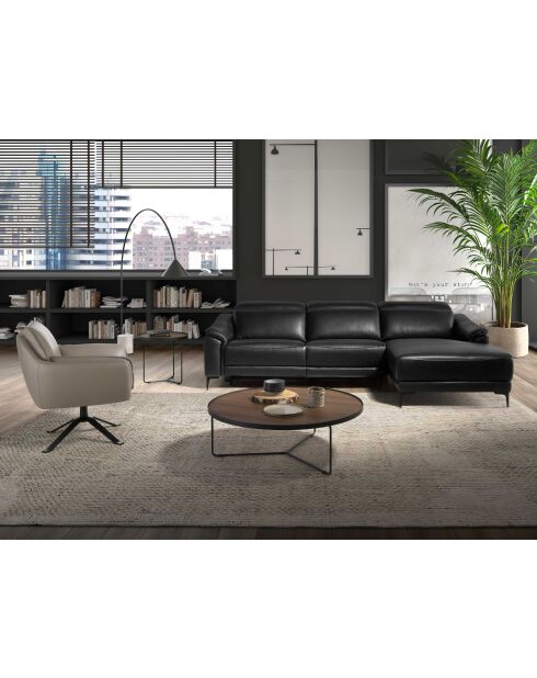 Divano angolare sinistro relax a 5 posti in pelle nera - 136x272x168 cm