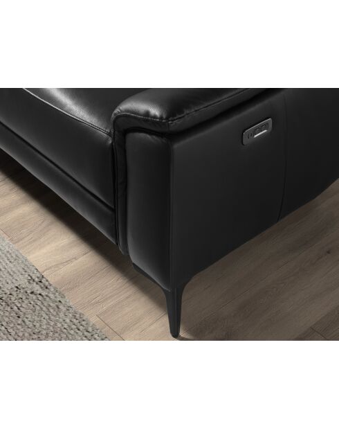 Divano angolare sinistro relax a 5 posti in pelle nera - 136x272x168 cm