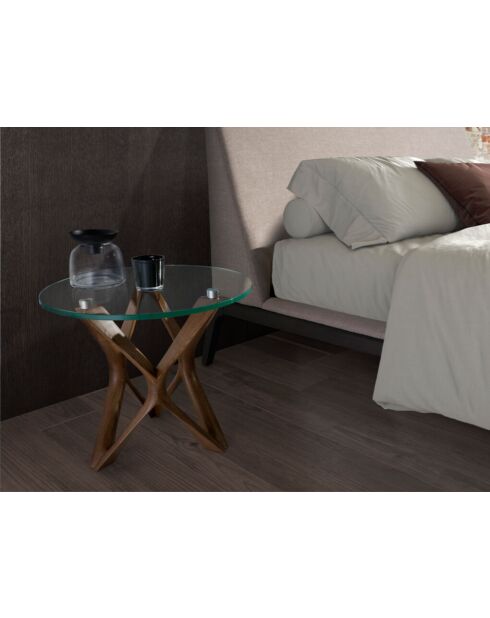 Hoektafel van walnootglas - 50x50x50 cm