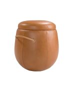 Pouf en cuir de vachette chameau - 13x52x52 cm