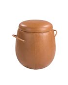 Pouf en cuir de vachette chameau - 13x52x52 cm