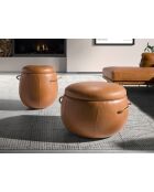 Pouf en cuir de vachette chameau - 13x52x52 cm