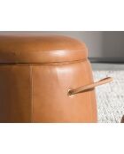 Pouf en cuir de vachette chameau - 13x52x52 cm