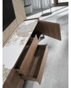 Meuble TV  avec structure en bois plaqué blanc/acier foncé/noyer - 82x200x45 cm
