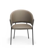 Silla de piel sintética con reposabrazos de nogal/visón - 9x57x61 cm