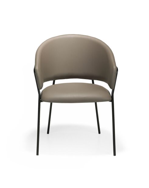 Silla de piel sintética con reposabrazos de nogal/visón - 9x57x61 cm