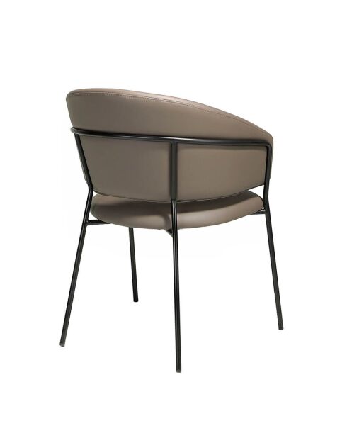 Silla de piel sintética con reposabrazos de nogal/visón - 9x57x61 cm