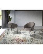 Silla de piel sintética con reposabrazos de nogal/visón - 9x57x61 cm