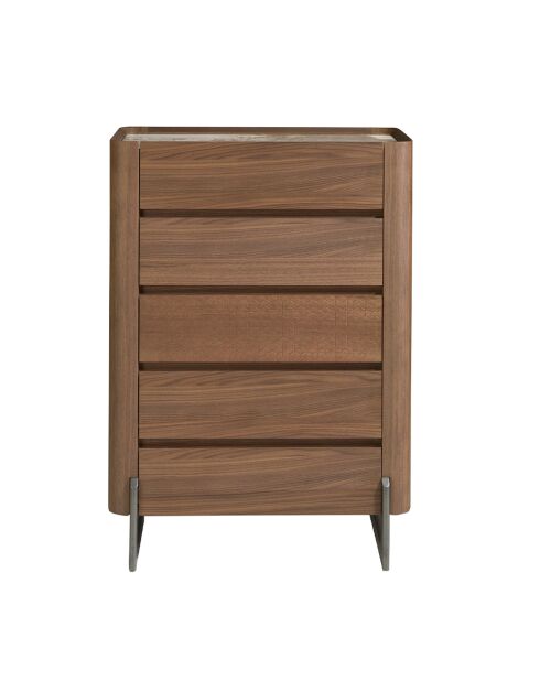 Chiffonnier blanc/acier foncé/noyer - 50x80x40 cm