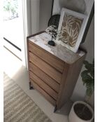 Chiffonnier  blanc/acier foncé/noyer - 50x80x40 cm