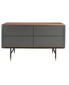 Commode  gris foncé/noyer/or - 72x140x45 cm