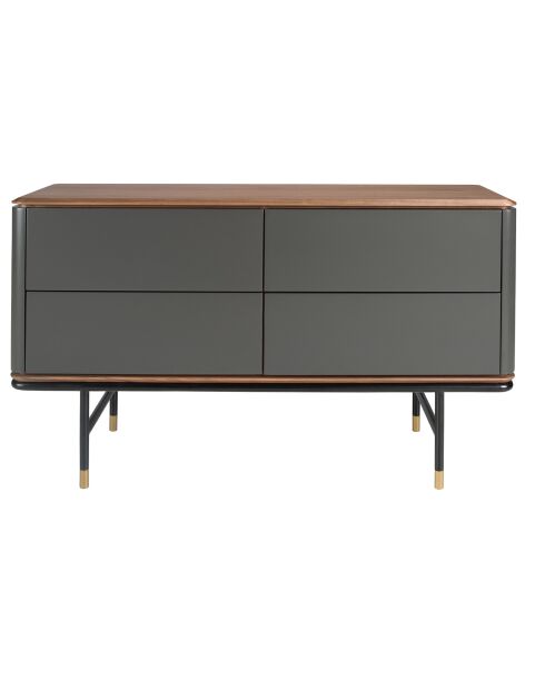 Commode gris foncé/noyer/or - 72x140x45 cm