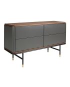 Commode  gris foncé/noyer/or - 72x140x45 cm