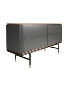 Commode  gris foncé/noyer/or - 72x140x45 cm