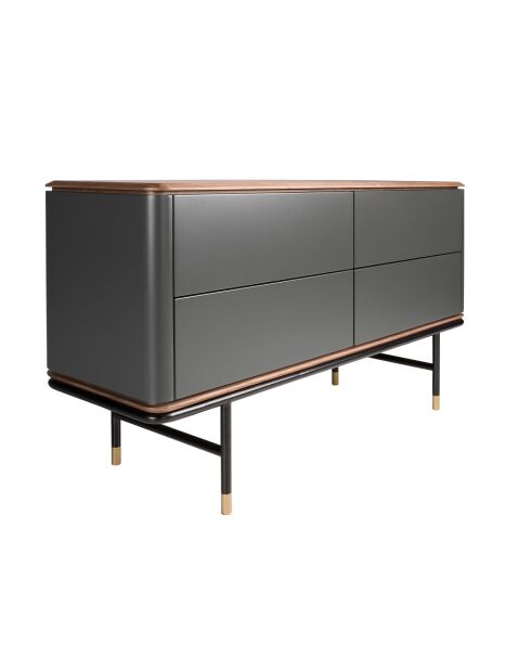 Commode gris foncé/noyer/or - 72x140x45 cm