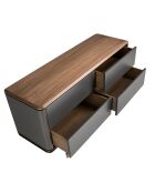 Commode  gris foncé/noyer/or - 72x140x45 cm