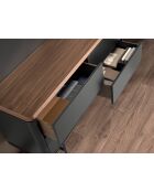 Commode  gris foncé/noyer/or - 72x140x45 cm
