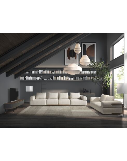Commode  gris foncé/noyer/or - 72x140x45 cm