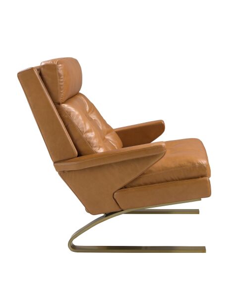 Fauteuil en Cuir à accoudoirs  chameau/or - 46x77x99 cm