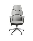 Drehbarer Bürosessel aus grau/weißem Stahl - 16x64x69 cm